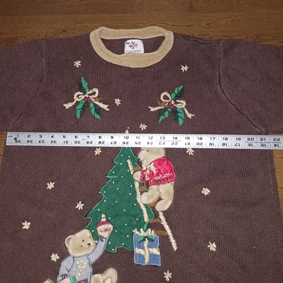 Womens Nutcracker Christmas Tree Teddy Bear Holly Holiday Sweater Size XL - Picture 3 of 9